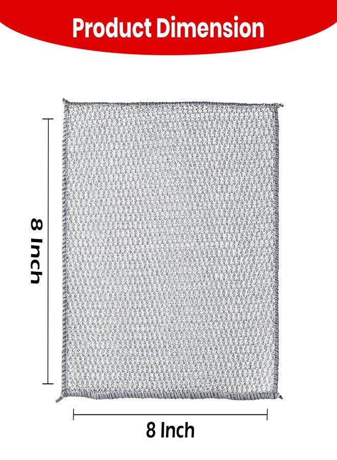 PRIME PICK برايم بيك، عبوة من 10 قطع، مناشف أطباق سلكية مزدوجة الطبقات غير قابلة للخدش | ليفة تنظيف فولاذية للأواني، ليفة تنظيف متعددة الأغراض للأطباق والأحواض، للاستخدام الرطب والجاف | إسفنجة شبكية من الفولاذ المقاوم للصدأ غير كاشطة - Image 2